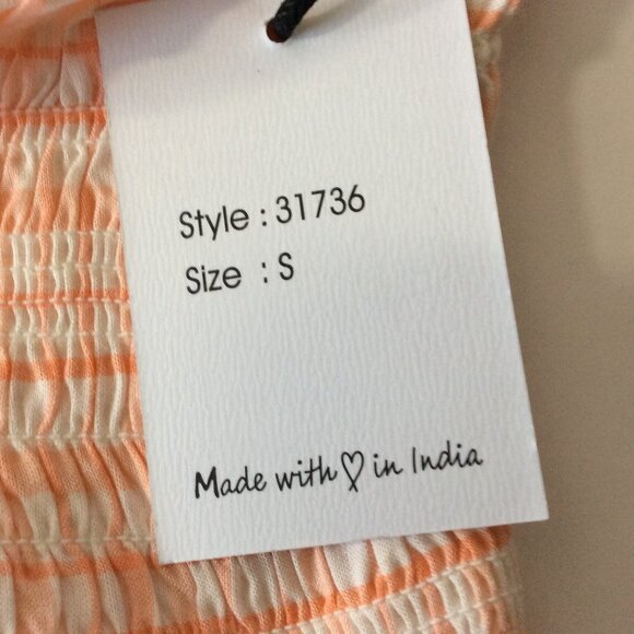 Japna Orange and White Plaid Crop Top with Midriff Elastic Size Small - Picture 6 of 8